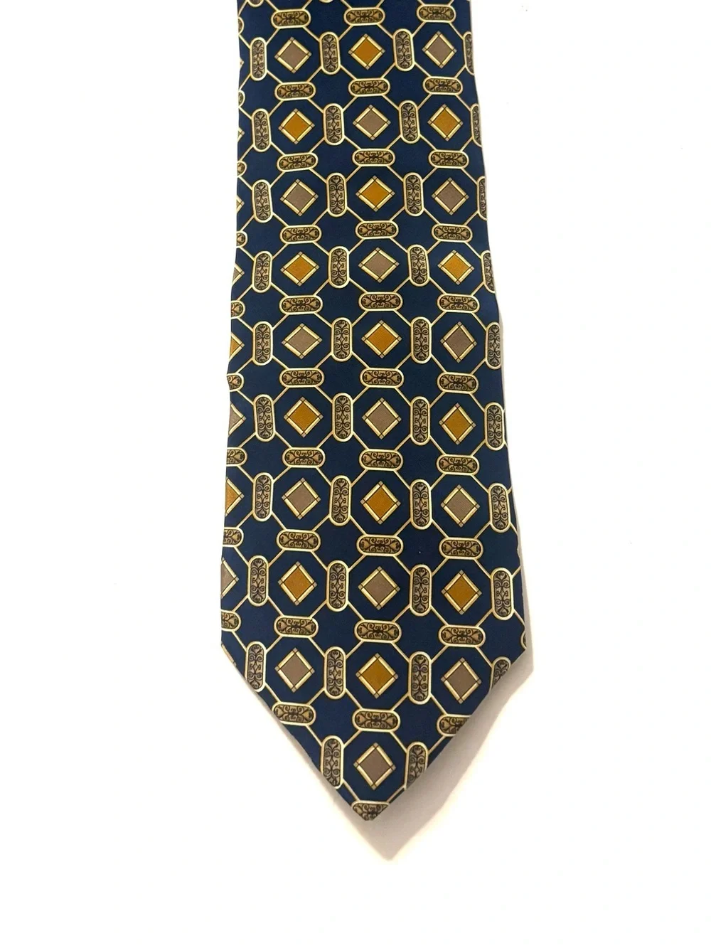 VALENTINO Silk Tie, navy and gold